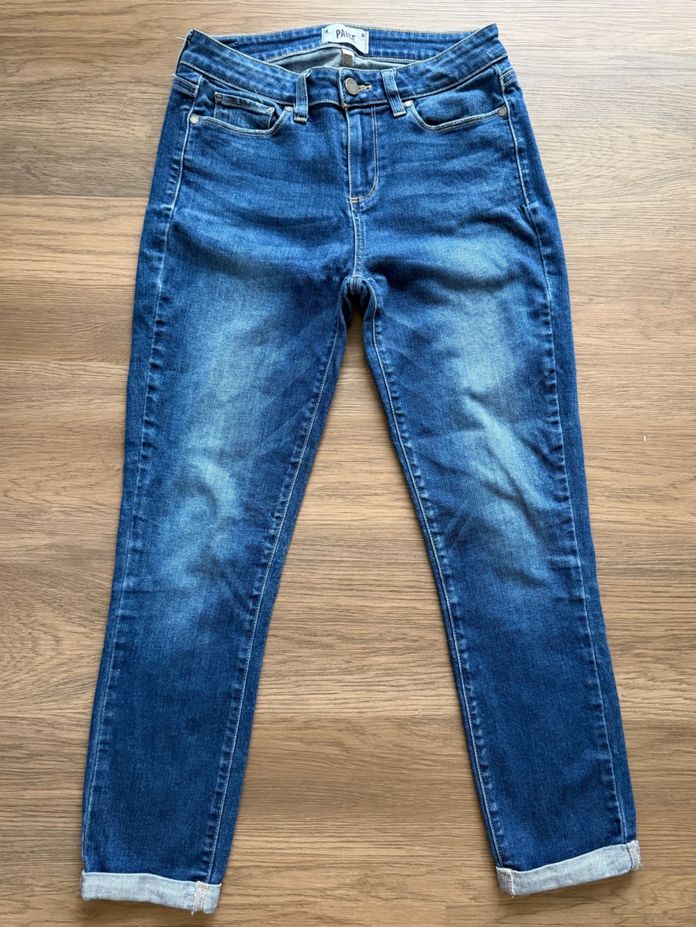 PAIGE Womens Jeans Size 28 Blue Wash Skinny Slim Stretch Denim Cuffed
